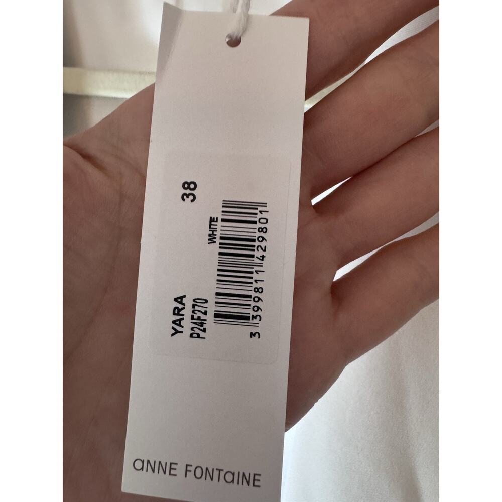 Anne Fontaine White Blazer with Blue Floral Print, new with tags sz 6, no belt - Picture 5 of 16